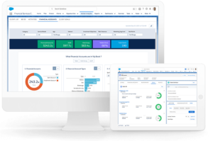 Managing financial accounts with Salesforce Financial Services Cloud. 