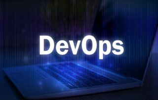 DevOps for business apps on a laptop.